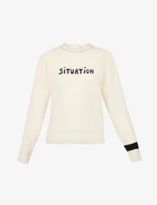 Situation text-print wool and cotton-blend jumper by BELLA FREUD