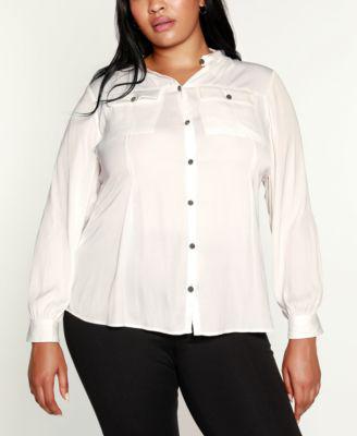 Black Label Plus Size Long Sleeve Button-Front Top by BELLDINI