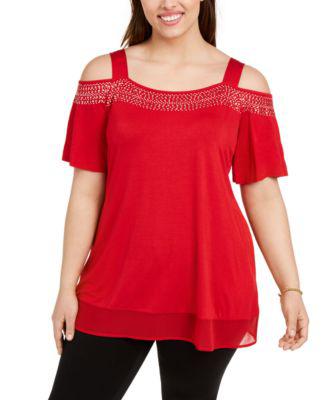 Plus Size Cold-Shoulder Top by BELLDINI