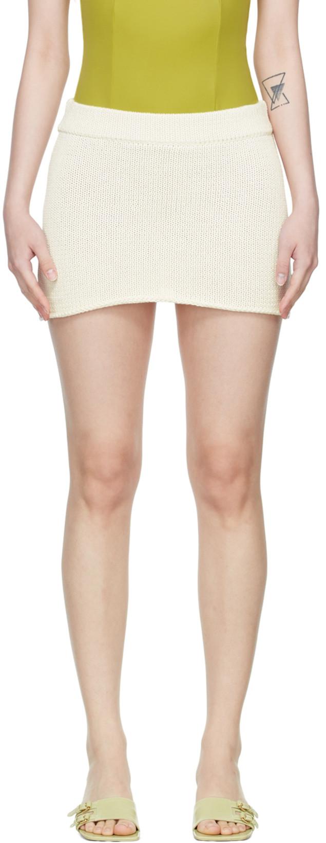 Off-White Cotton Mini Skirt by BELLE THE LABEL