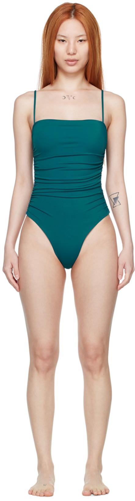 SSENSE Exclusive Blue Recycled Nylon One-Piece Swimsuit by BELLE THE LABEL