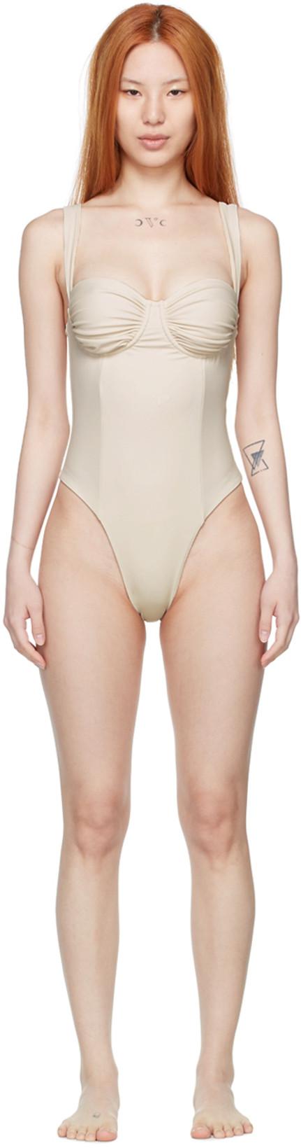 SSENSE Exclusive Off-White Recycled Nylon One-Piece Swimsuit by BELLE THE LABEL