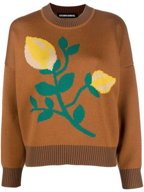 floral intarsia-knit merino jumper by BENJAMIN BENMOYAL