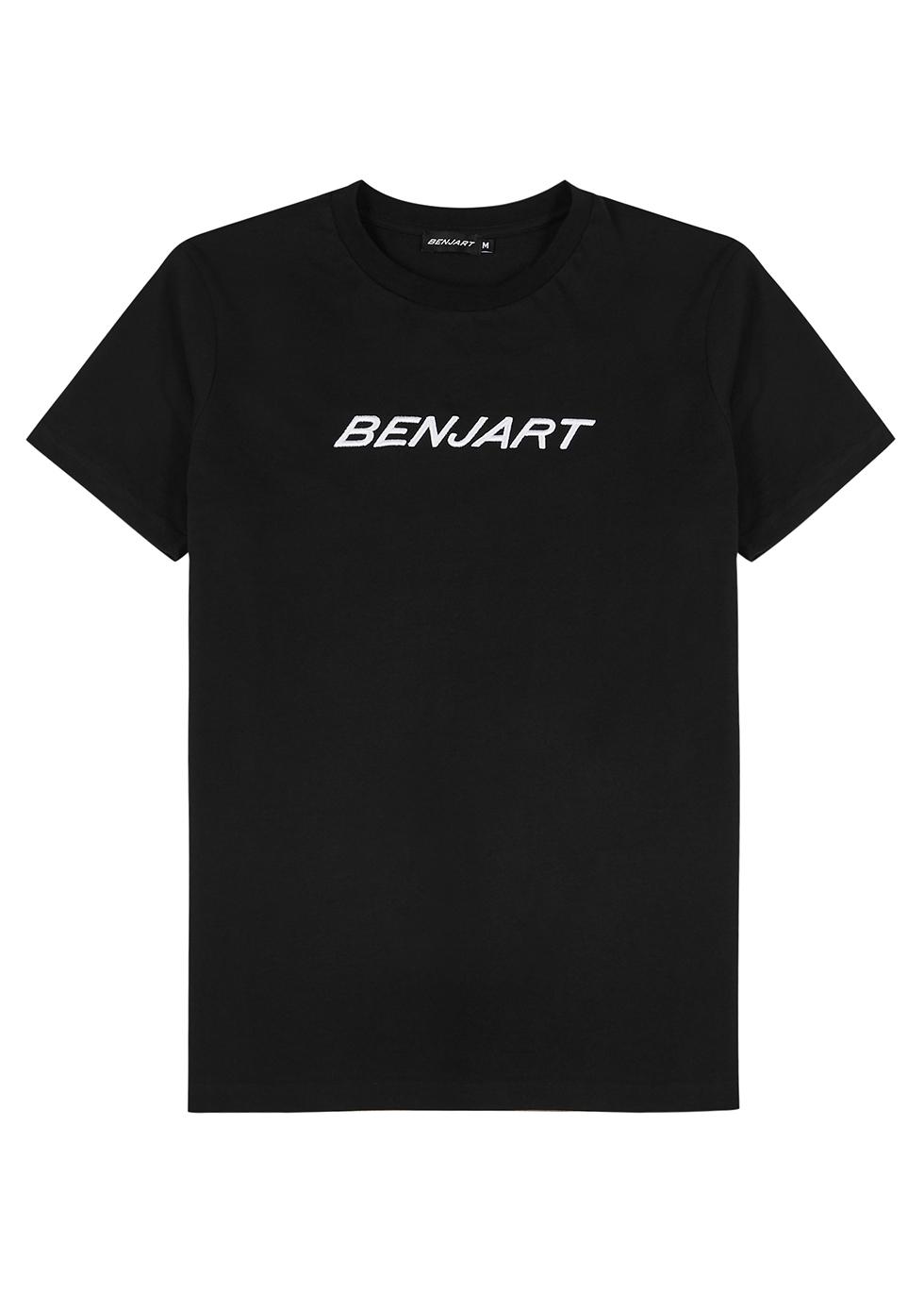 Black logo-embroidered cotton T-shirt by BENJART