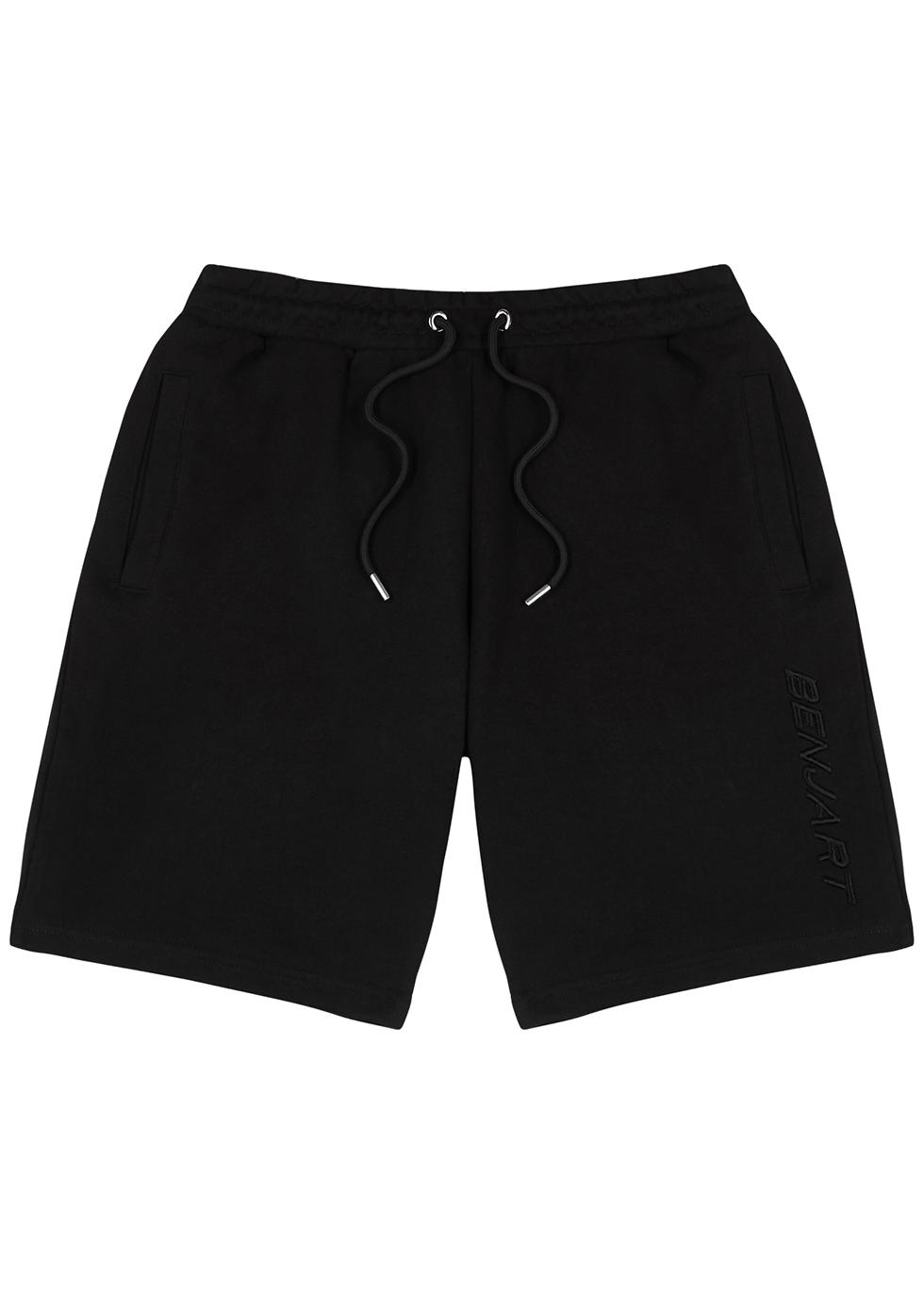 Black logo-embroidered cotton shorts by BENJART