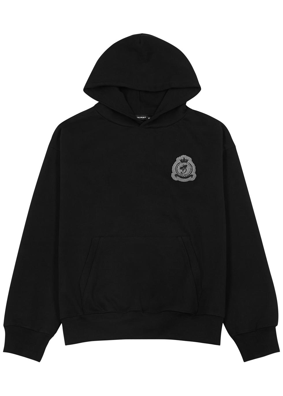 Black logo hoodied cotton sweatshirt by BENJART