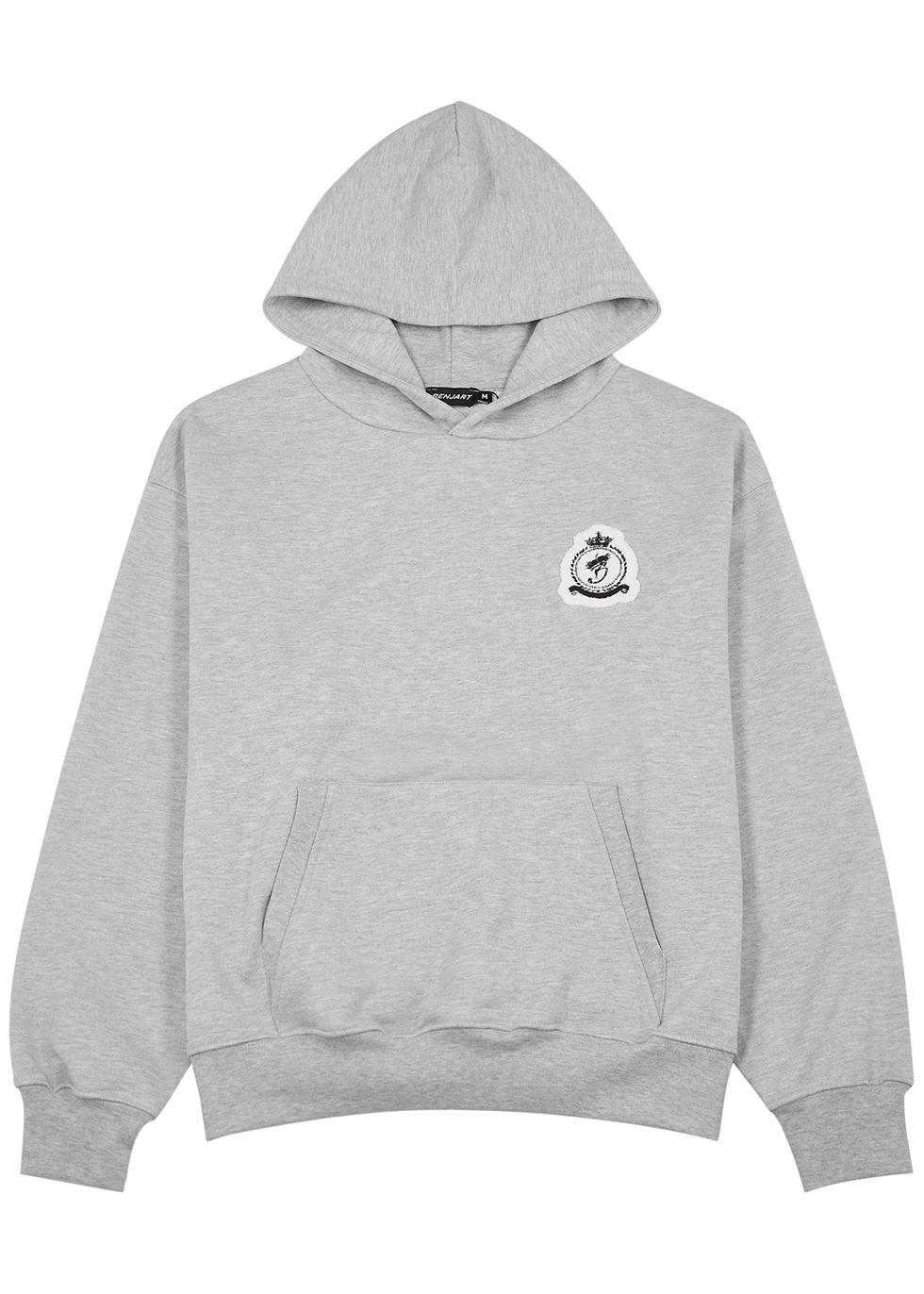 Grey logo hoodied cotton-blend sweatshirt by BENJART