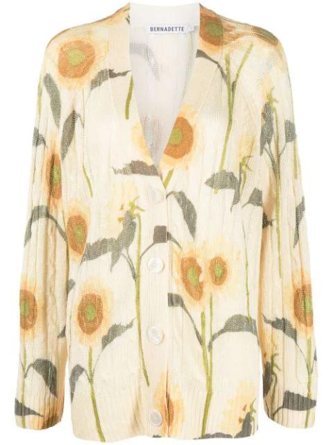 floral-print V-neck cardigan by BERNADETTE