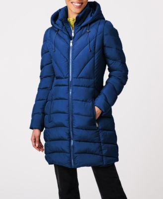 Women's Hooded Quilted Puffer Coat with Removable Bib by BERNARDO