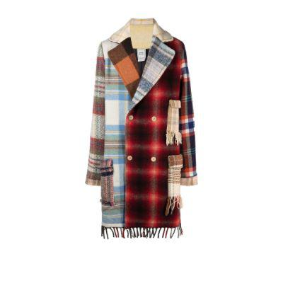 Red Patchwork Blanket Wool Coat by BETHANY WILLIAMS