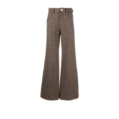 brown houndstooth wool flared trousers by BETHANY WILLIAMS