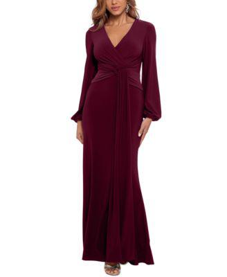 Draped V-Neck Gown by BETSY&ADAM