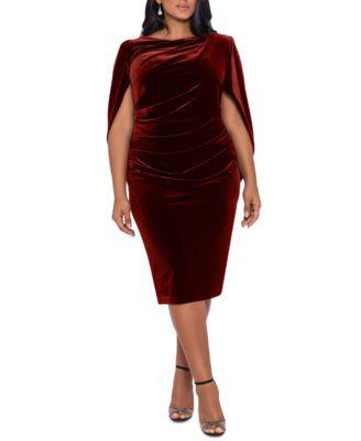 Plus Size Cape-Back Velvet Dress by BETSY&ADAM