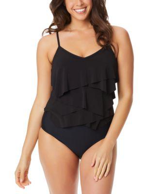 Women's Solid Citizen Tiered One-Piece Swimsuit by BEYOND CONTROL