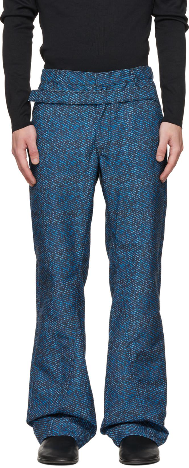 Black & Blue Benz Trousers by BIANCA SAUNDERS