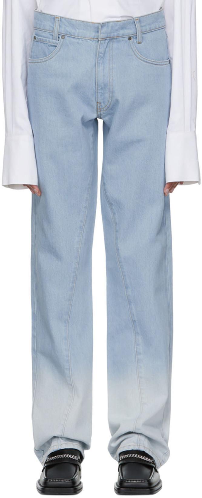 Blue Straight Leg Jeans by BIANCA SAUNDERS