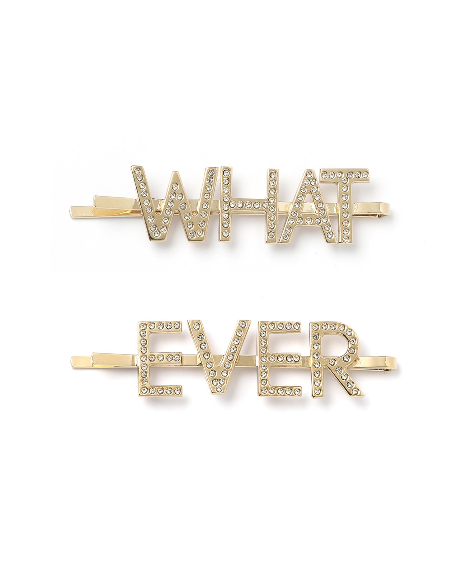 Embellished 'WHATEVER' hair pins by BIJOUX DE FAMILLE