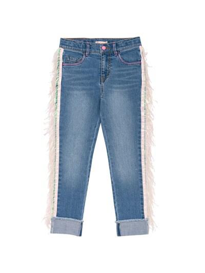 Cotton denim jeans w/ fringes by BILLIEBLUSH