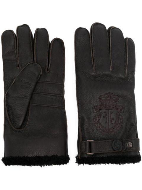 embroidered-logo faux-fur lined gloves by BILLIONAIRE