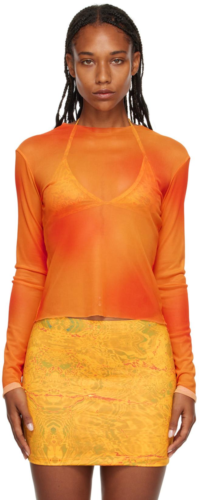 SSENSE Exclusive Orange Long Sleeve T-Shirt by BINYA