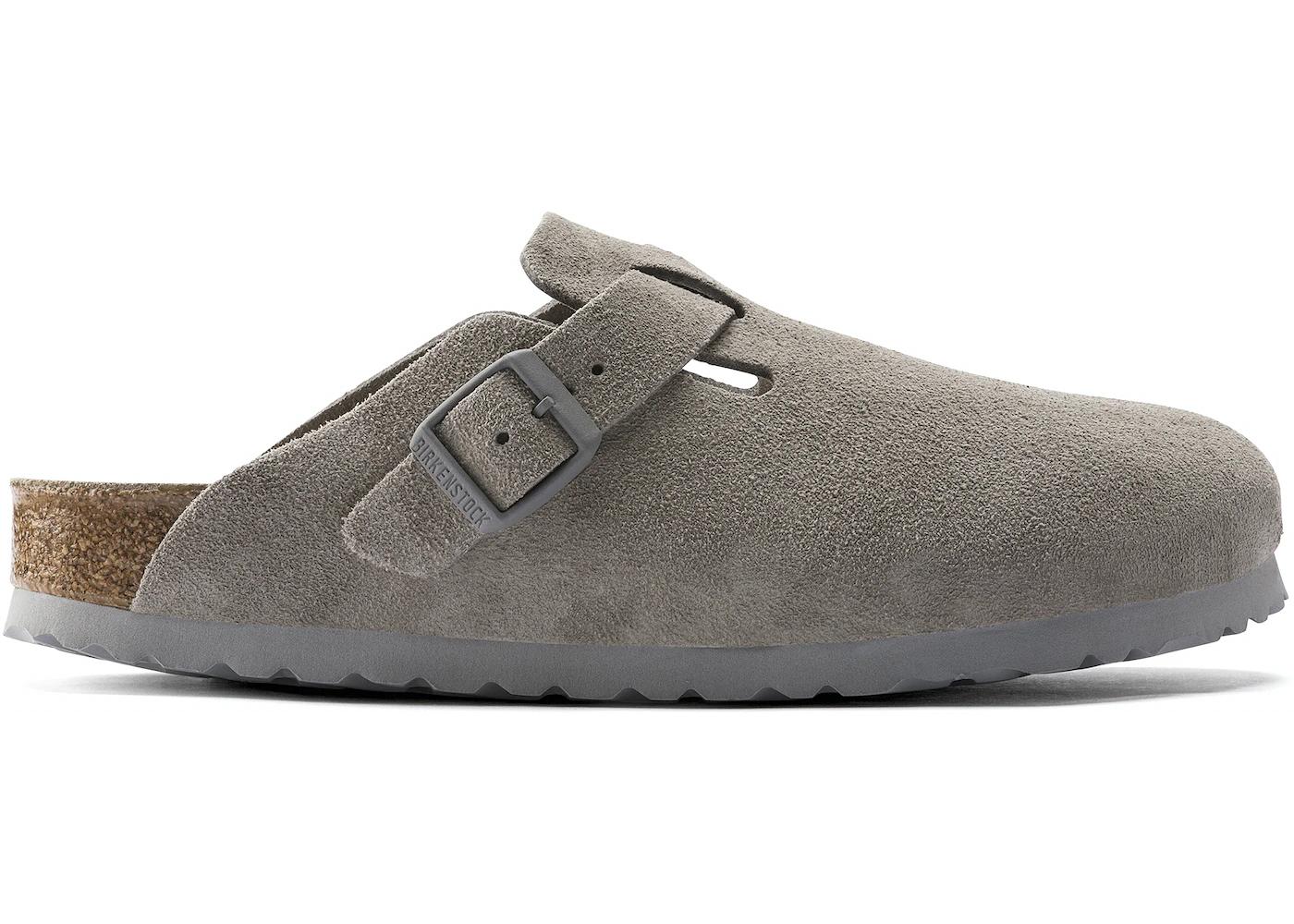 Boston Soft Footbed Suede Stone Coin by BIRKENSTOCK