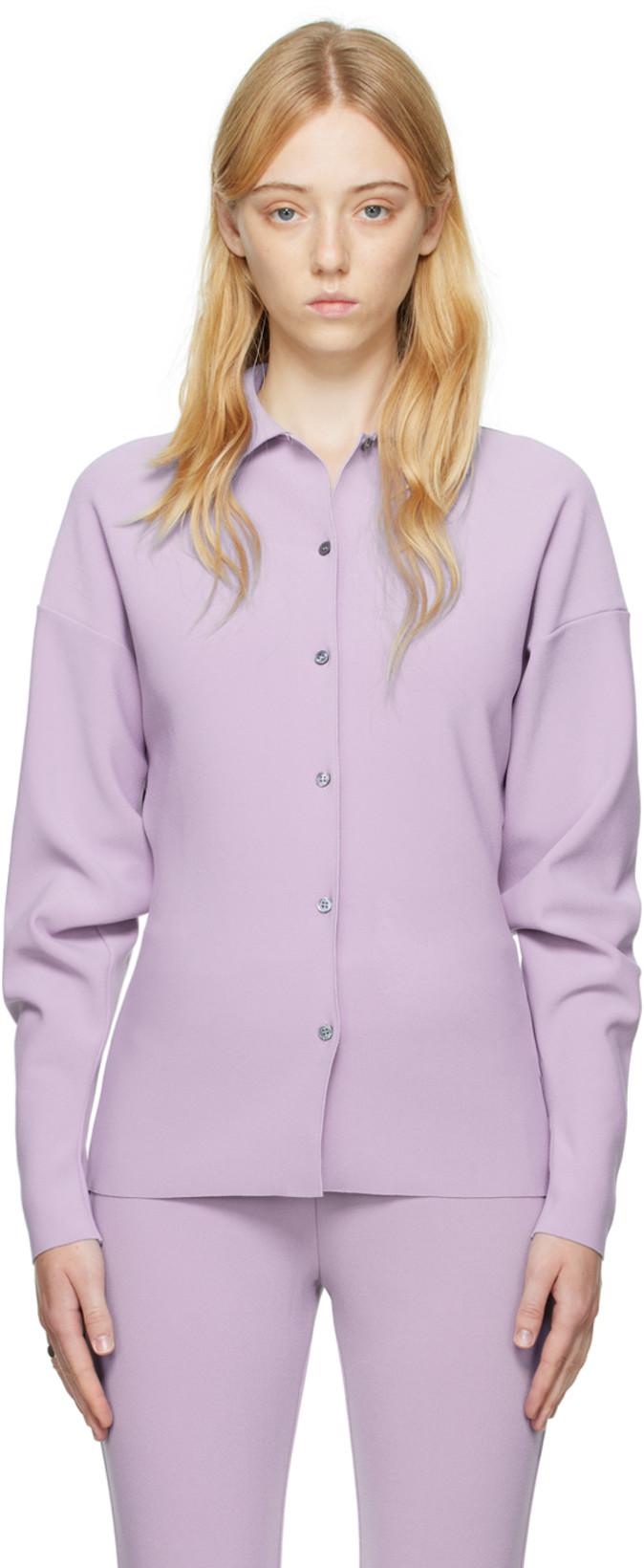 Purple Point Collar Shirt by BIRROT