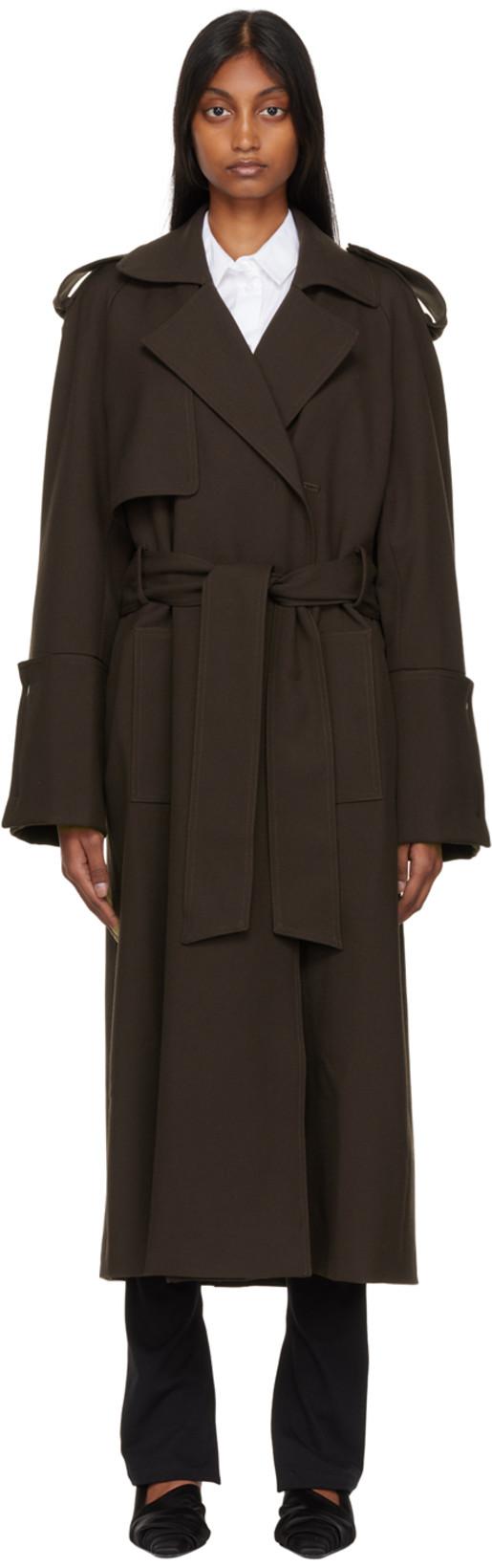 Brown Wool Trench Coat by BITE