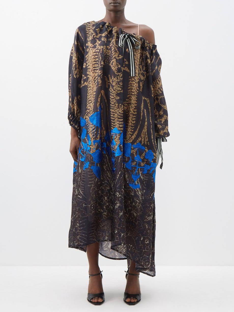 Laluna one-shoulder embroidered silk-organza dress by BIYAN