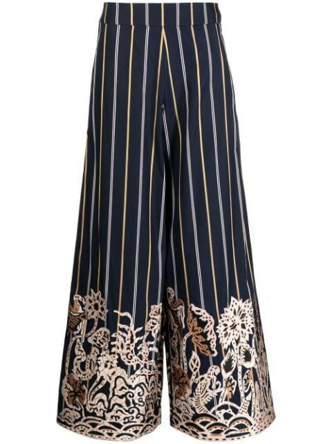 jacquard stripe-print trousers by BIYAN