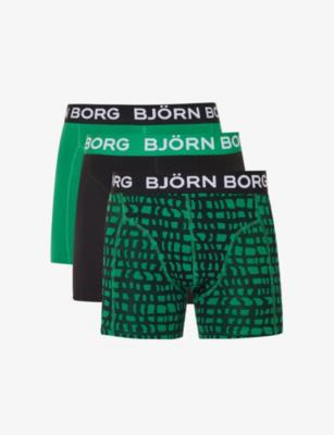 Logo-waistband stretch-cotton trunks pack of three by BJORN BORG