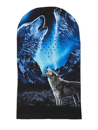 Howling wolf print hoodied face mask by BLACK BRAND LOS ANGELES