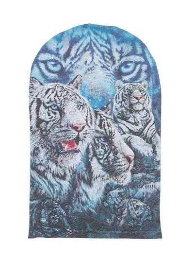 White Tigers print hoodied face mask by BLACK BRAND LOS ANGELES