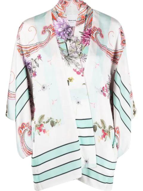 floral-print open front jacket by BLACK CORAL