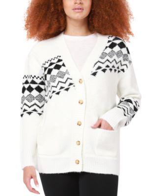 Petite Geo-Print Cardigan Sweater by BLACK TAPE