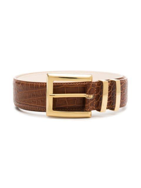 crocodile-effect leather belt by BLACK&BROWN