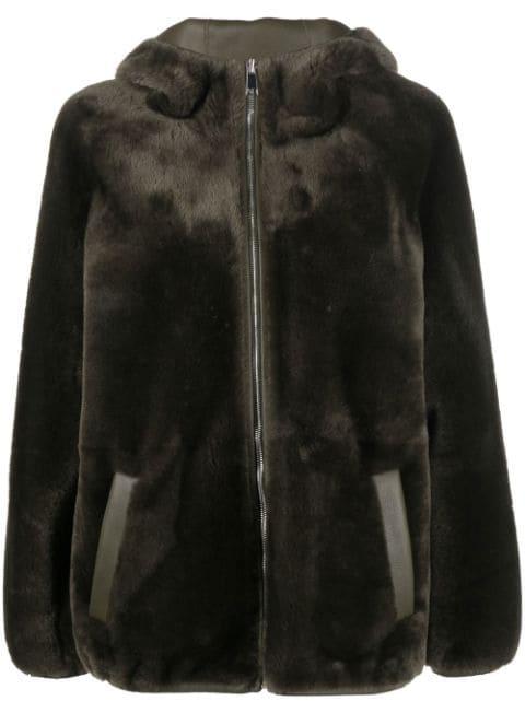 hoodied reversible shearling jacket by BLANCHA