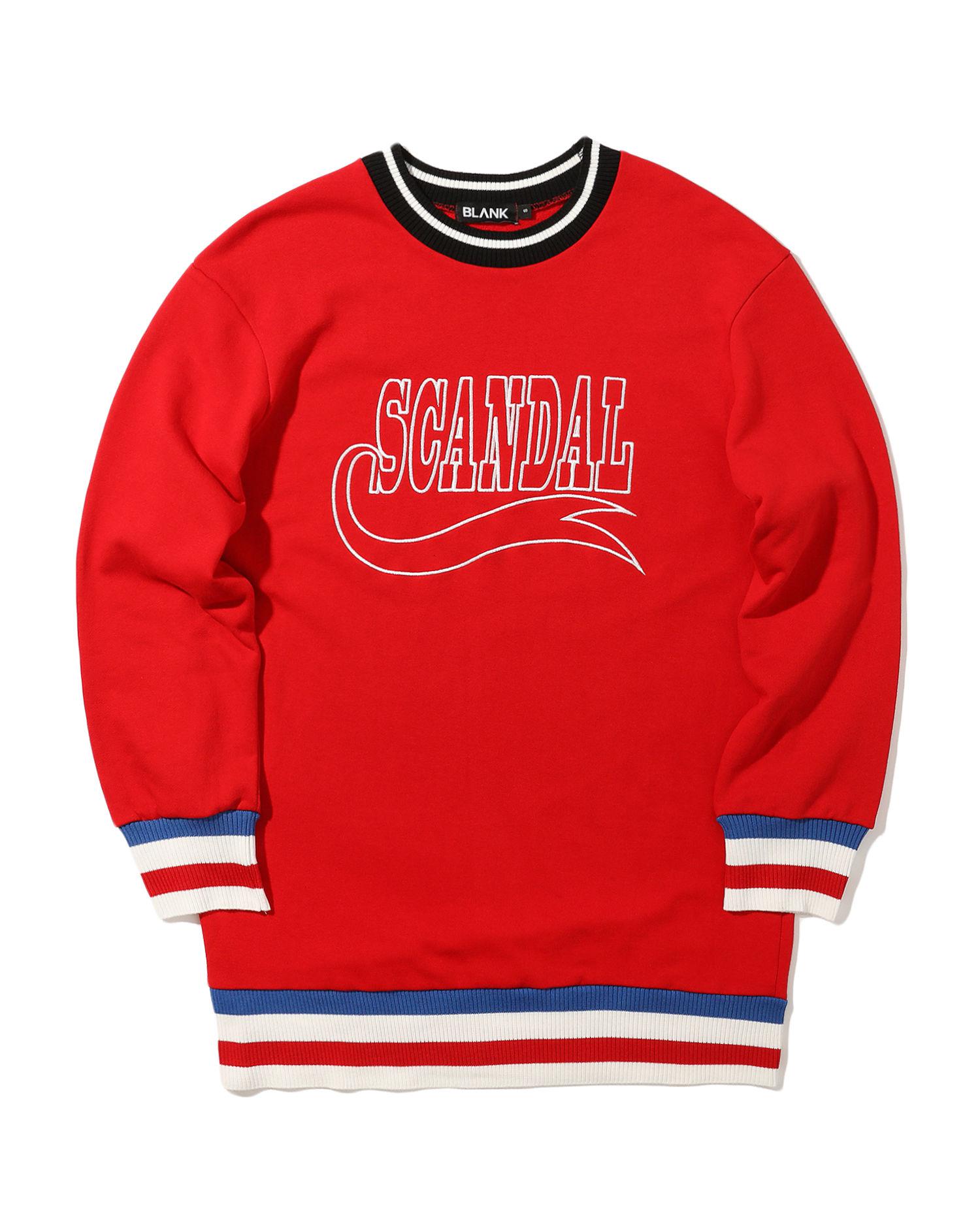 "SCANDAL" stripe hem sweatshirt by BLANK