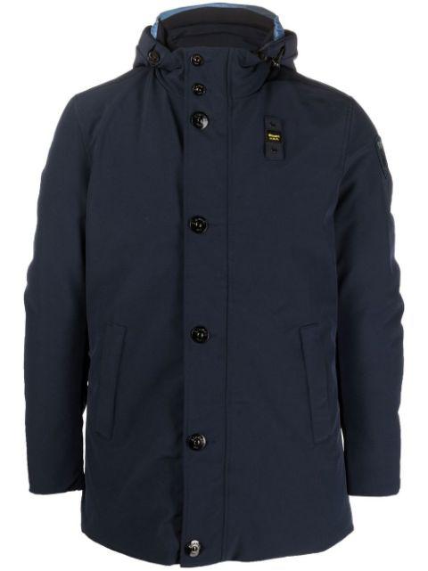 padded logo-patch hoodied coat by BLAUER