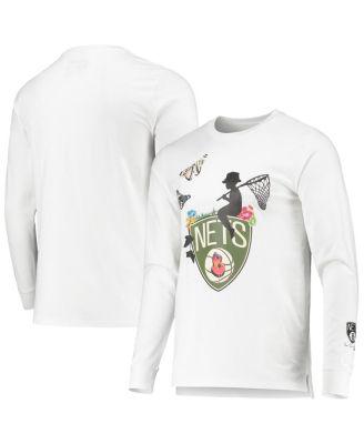 Men's White Brooklyn Nets Sue Tsai Long Sleeve T-shirt by BLEACHER CREATURES