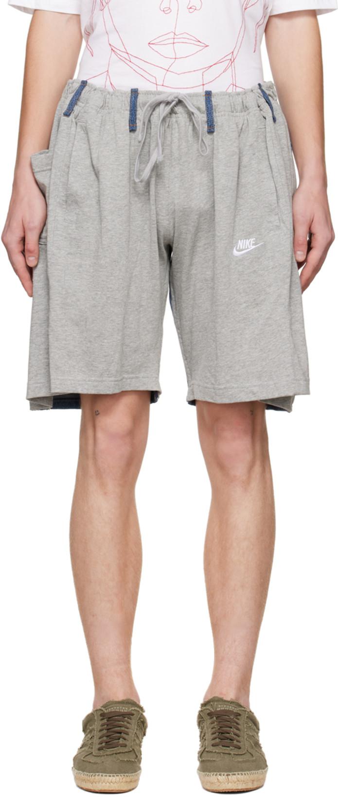 SSENSE Exclusive Levi's & Nike Edition Gray & Blue Overjogging Shorts by BLESS