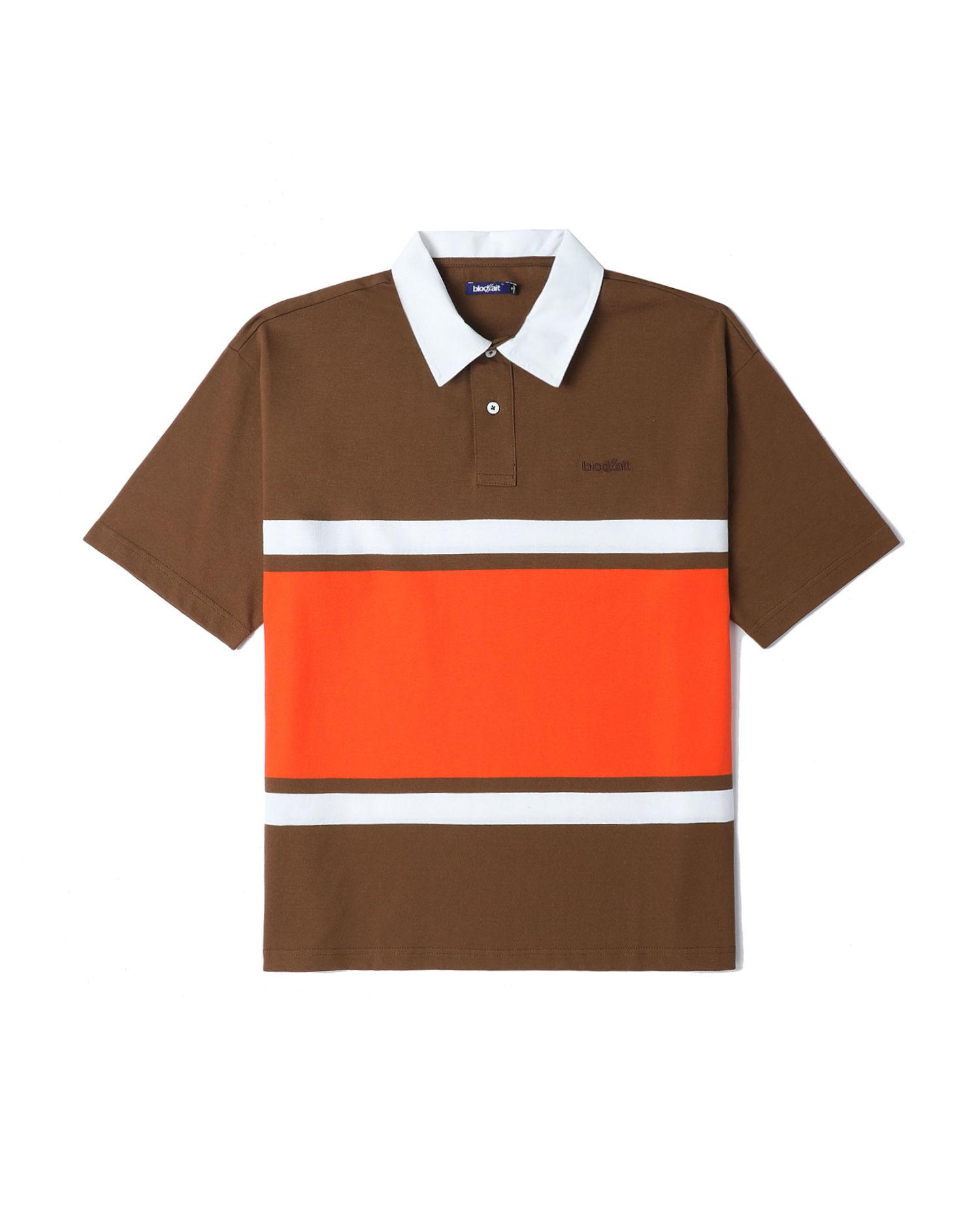 Colour blocked relaxed S/S polo by BLOCKAIT