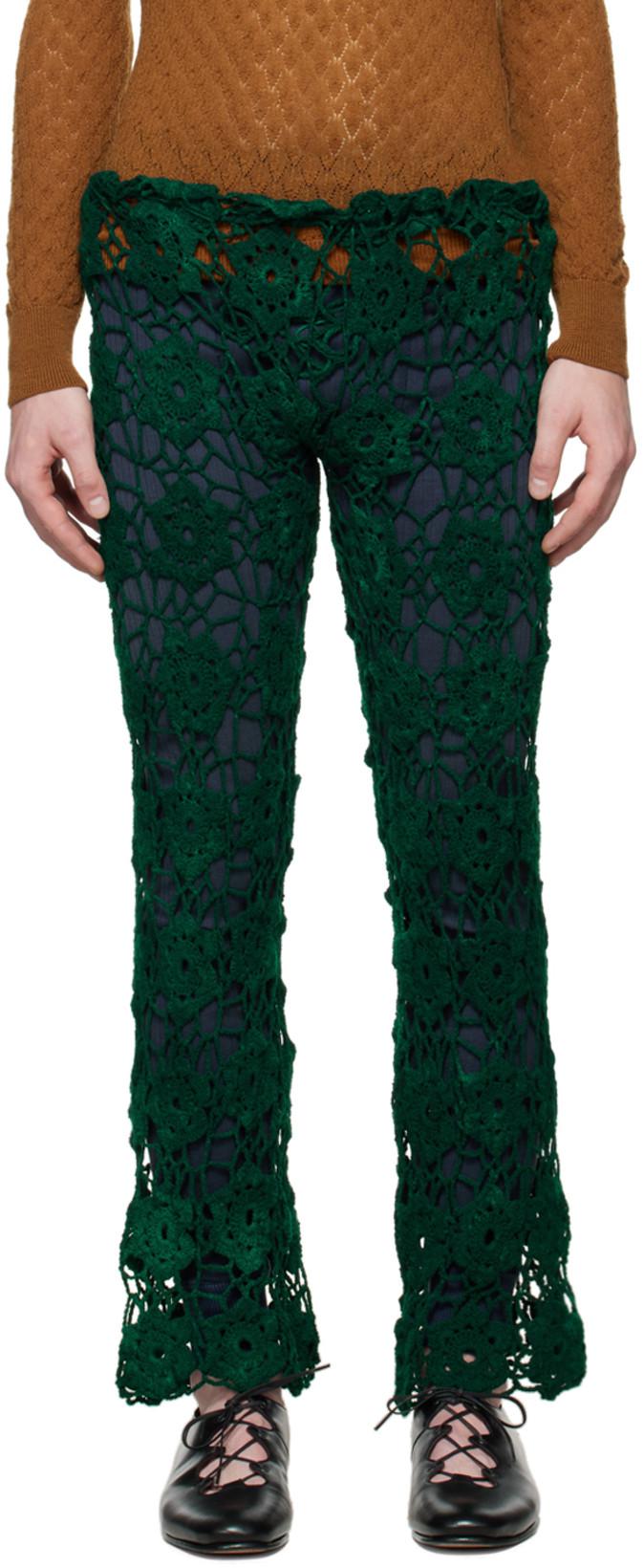 Green Crochet Pants by BLOKE