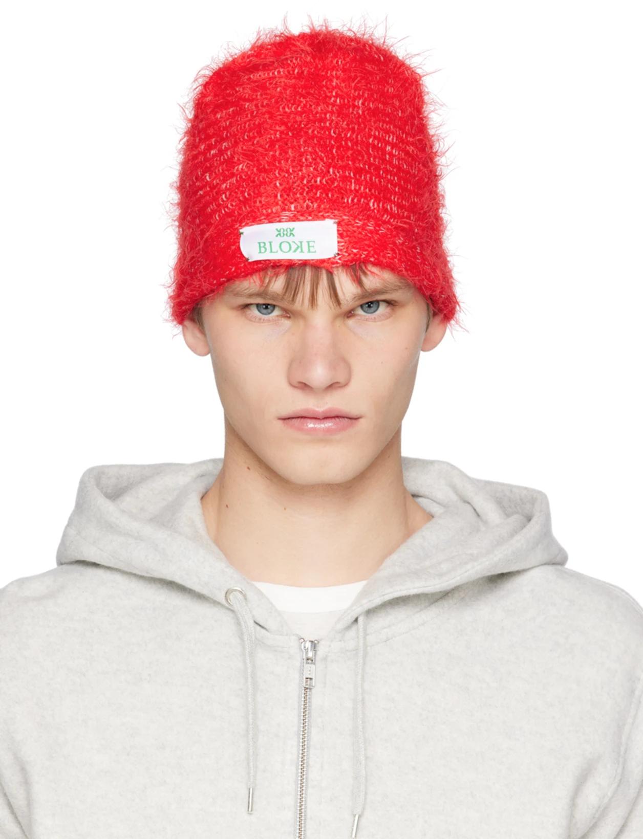 Red Brushed Beanie by BLOKE