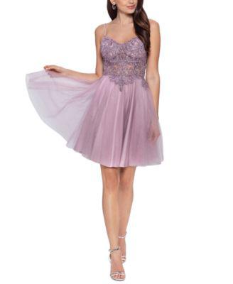 Juniors' Embroidered-Bodice Fit & Flare Dress by BLONDIE NITES