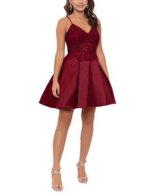 Juniors' Lace-Up-Back Embellished Dress by BLONDIE NITES