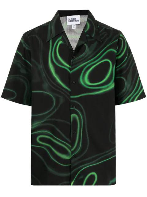 abstract-pattern short-sleeve shirt by BLOOD BROTHER