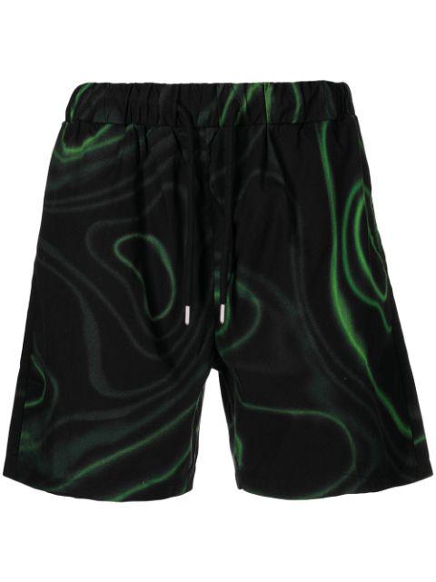 abstract-print track shorts by BLOOD BROTHER