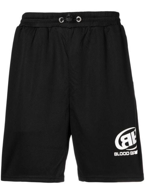logo-print track shorts by BLOOD BROTHER