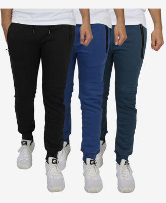 Men's Slim Fit Fleece Jogger Sweatpants with Heat Seal Zipper Pockets, Pack of 3 by BLU ROCK