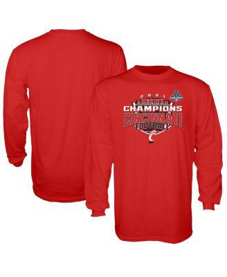 Men's Red Cincinnati Bearcats 2021 AAC Football Conference Champions Locker Room Long Sleeve T-shirt by BLUE 84